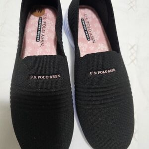 U.S. Polo Assn. Black Slip-On Sneakers with Elastic Design Size 8W